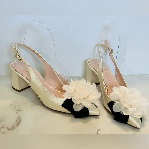Kate Spade Mettie Satin Sling Back heels size 5 (EUC) - Picture 8 of 16
